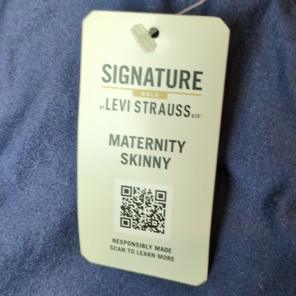 Levi Strauss Maternity Skinny Dark Rinse Super Stretch Full Tummy Panel Jeans Lg